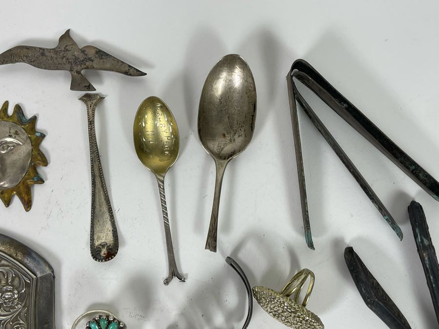 JUST ADDED - Sterling Silver Scrap Lot With Various Flatware And Jewelry Pieces 380g [Photo 14]