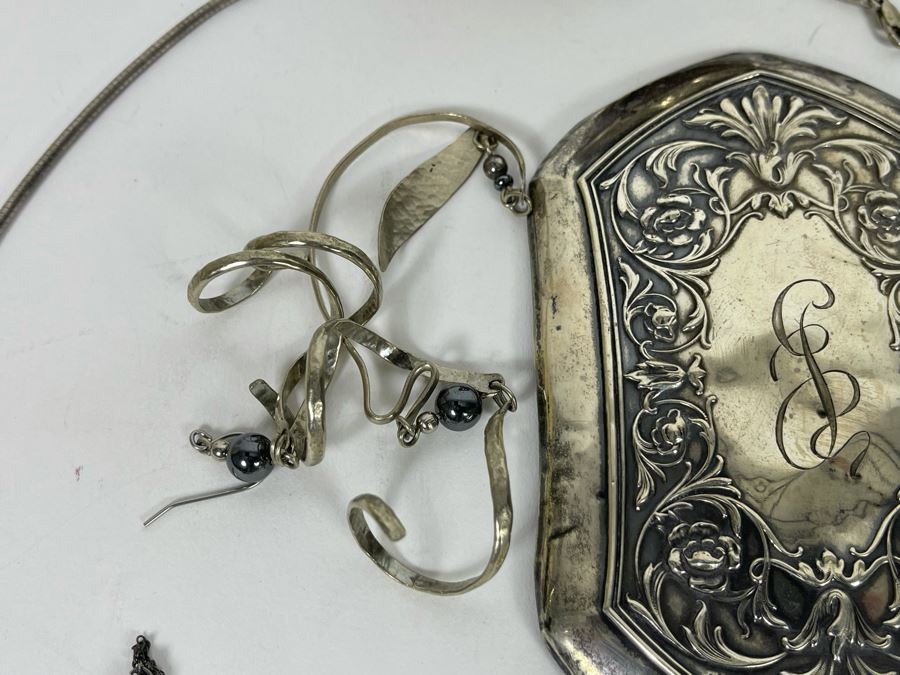 JUST ADDED - Sterling Silver Scrap Lot With Various Flatware And Jewelry Pieces 380g [Photo 11]