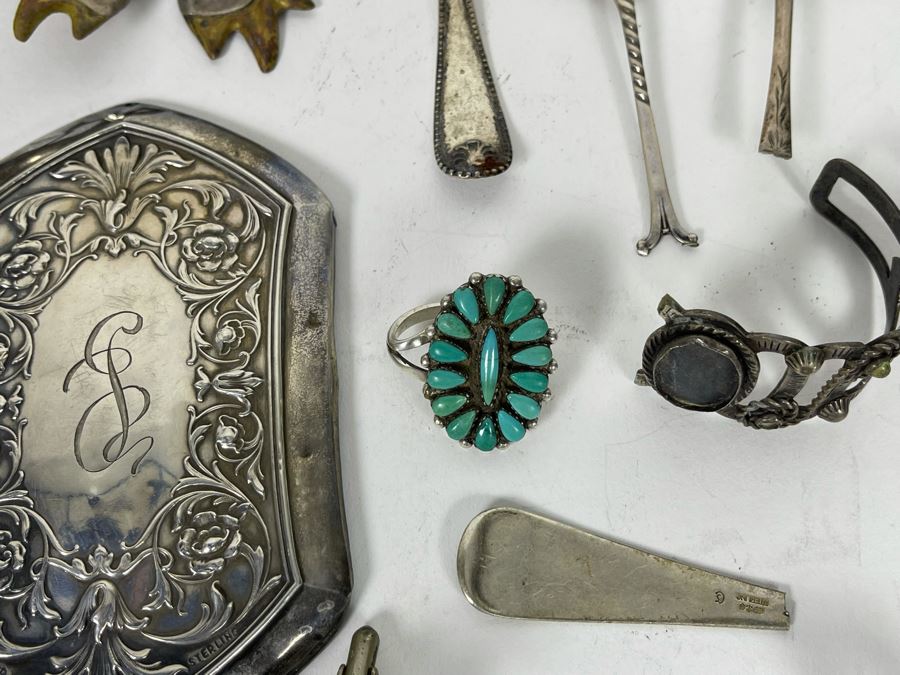 JUST ADDED - Sterling Silver Scrap Lot With Various Flatware And Jewelry Pieces 380g [Photo 7]