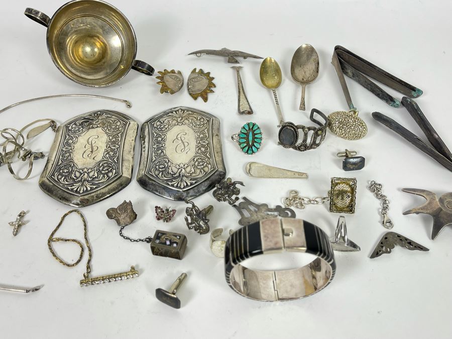 JUST ADDED - Sterling Silver Scrap Lot With Various Flatware And Jewelry Pieces 380g [Photo 5]