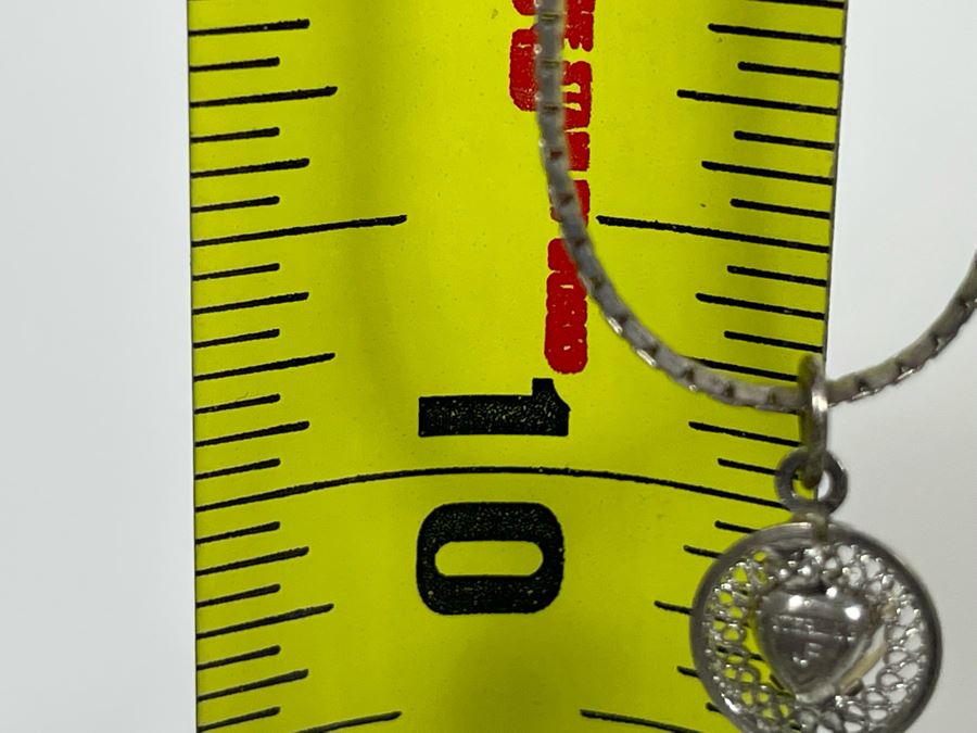 JUST ADDED - Sterling Silver 20' Necklace With Sterling Silver Blue Stone Pendant 6.6g [Photo 7]