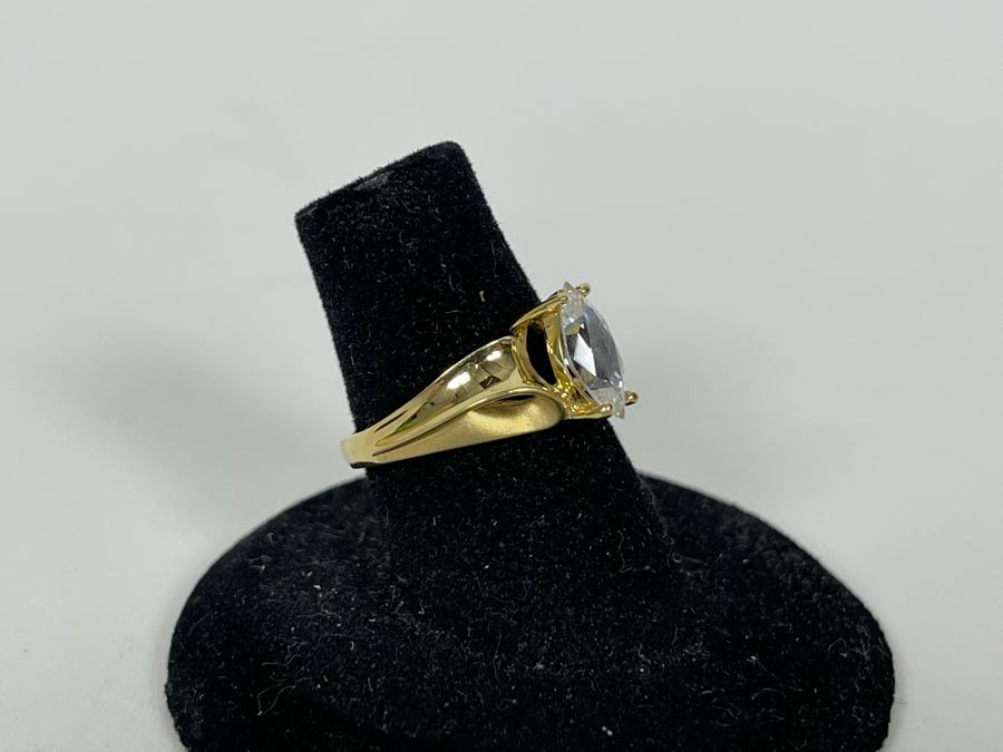 JUST ADDED - 14K Gold Cubic Zirconia Ring Size 6 2.9g [Photo 4]