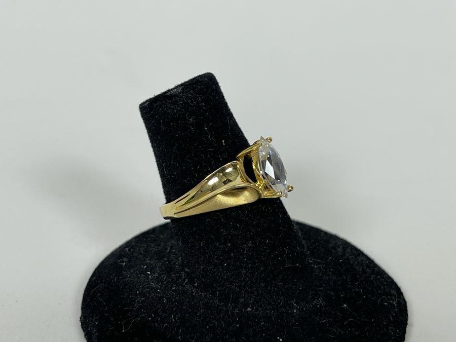 JUST ADDED - 14K Gold Cubic Zirconia Ring Size 6 2.9g [Photo 7]