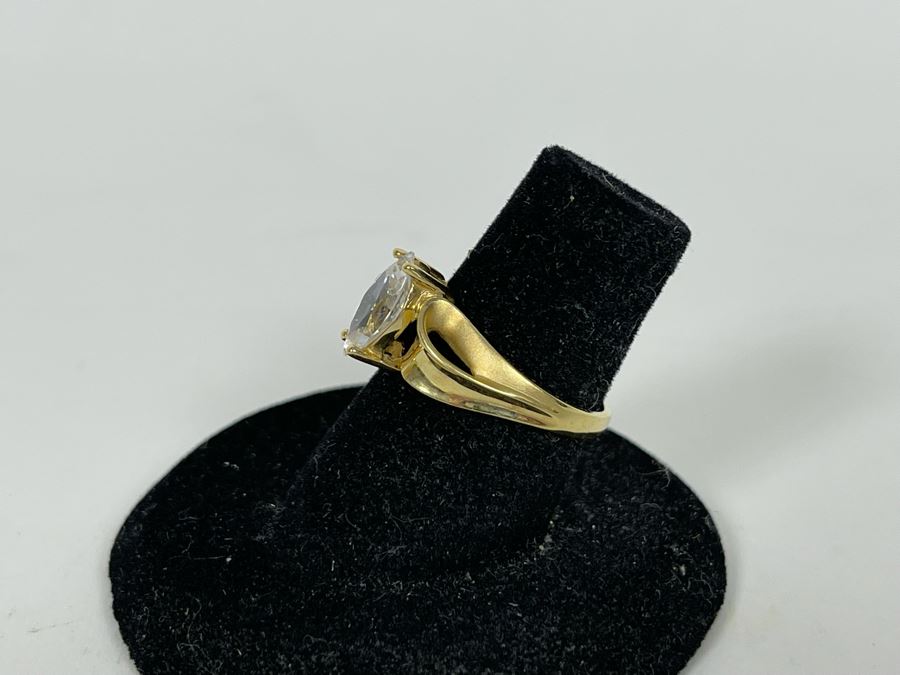 JUST ADDED - 14K Gold Cubic Zirconia Ring Size 6 2.9g [Photo 8]
