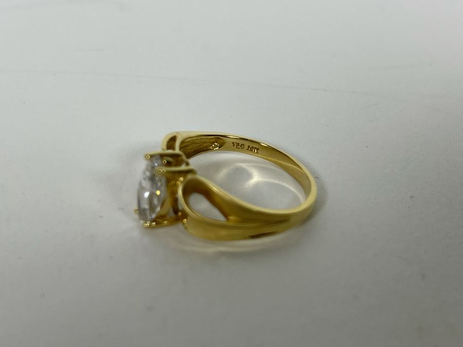 JUST ADDED - 14K Gold Cubic Zirconia Ring Size 6 2.9g [Photo 11]