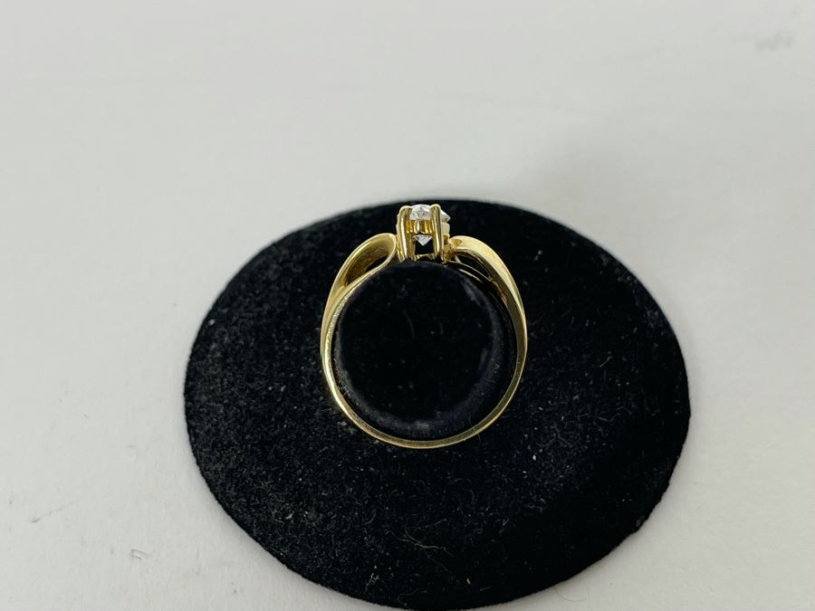 JUST ADDED - 14K Gold Cubic Zirconia Ring Size 6 2.9g [Photo 9]