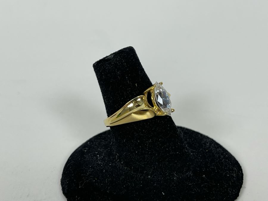 JUST ADDED - 14K Gold Cubic Zirconia Ring Size 6 2.9g [Photo 6]