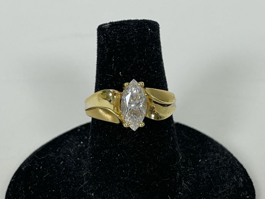 JUST ADDED - 14K Gold Cubic Zirconia Ring Size 6 2.9g