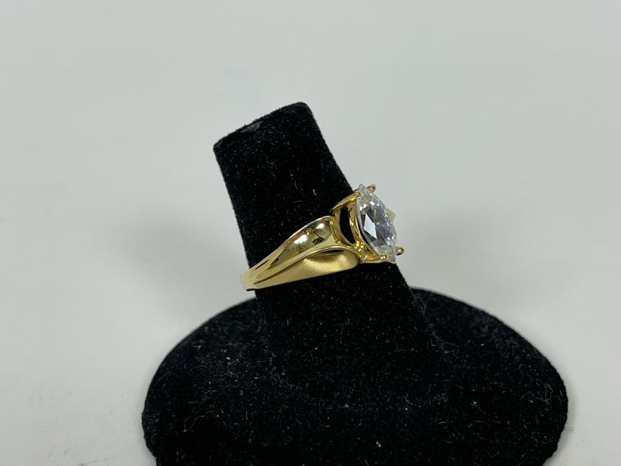 JUST ADDED - 14K Gold Cubic Zirconia Ring Size 6 2.9g [Photo 5]