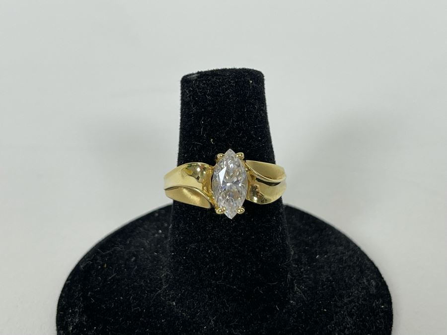 JUST ADDED - 14K Gold Cubic Zirconia Ring Size 6 2.9g [Photo 2]