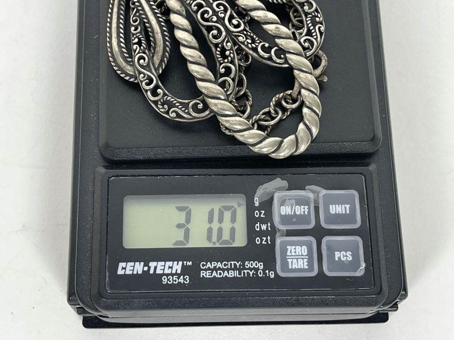 JUST ADDED - 18' Sterling Silver Necklace With Sterling Silver Pendant 31g [Photo 9]