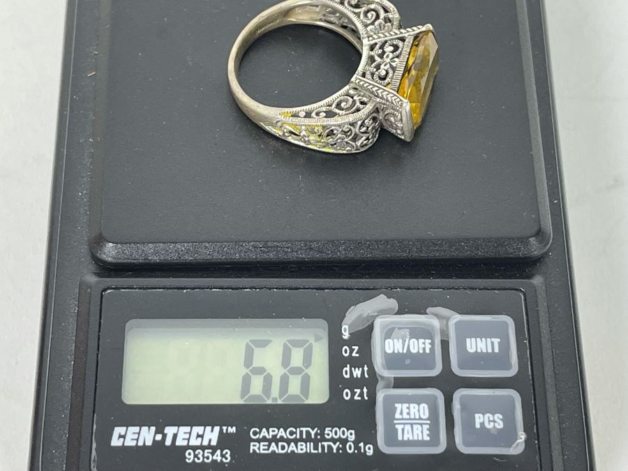 JUST ADDED - Sterling Silver Citrine Ring Size 8.25 6.8g [Photo 13]