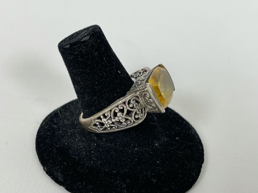 JUST ADDED - Sterling Silver Citrine Ring Size 8.25 6.8g [Photo 7]