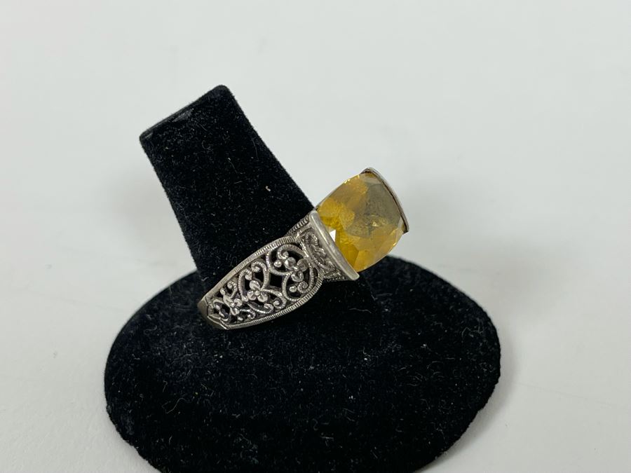 JUST ADDED - Sterling Silver Citrine Ring Size 8.25 6.8g [Photo 6]