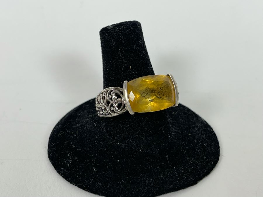 JUST ADDED - Sterling Silver Citrine Ring Size 8.25 6.8g [Photo 5]