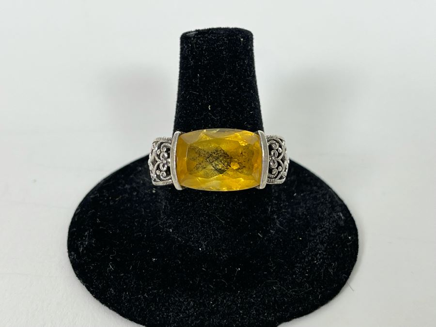 JUST ADDED - Sterling Silver Citrine Ring Size 8.25 6.8g [Photo 3]