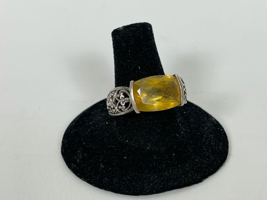 JUST ADDED - Sterling Silver Citrine Ring Size 8.25 6.8g