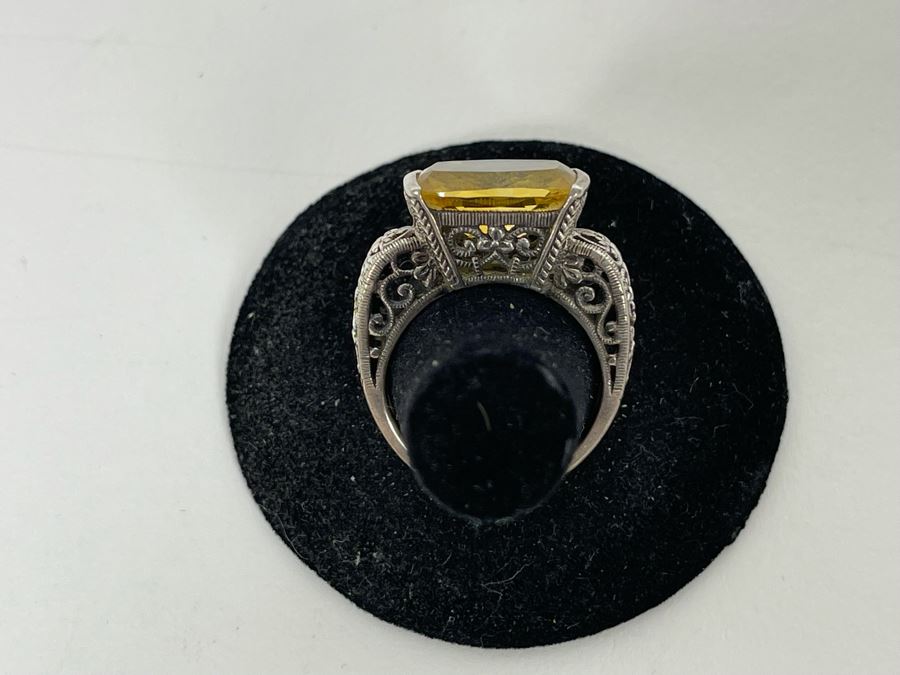 JUST ADDED - Sterling Silver Citrine Ring Size 8.25 6.8g [Photo 9]