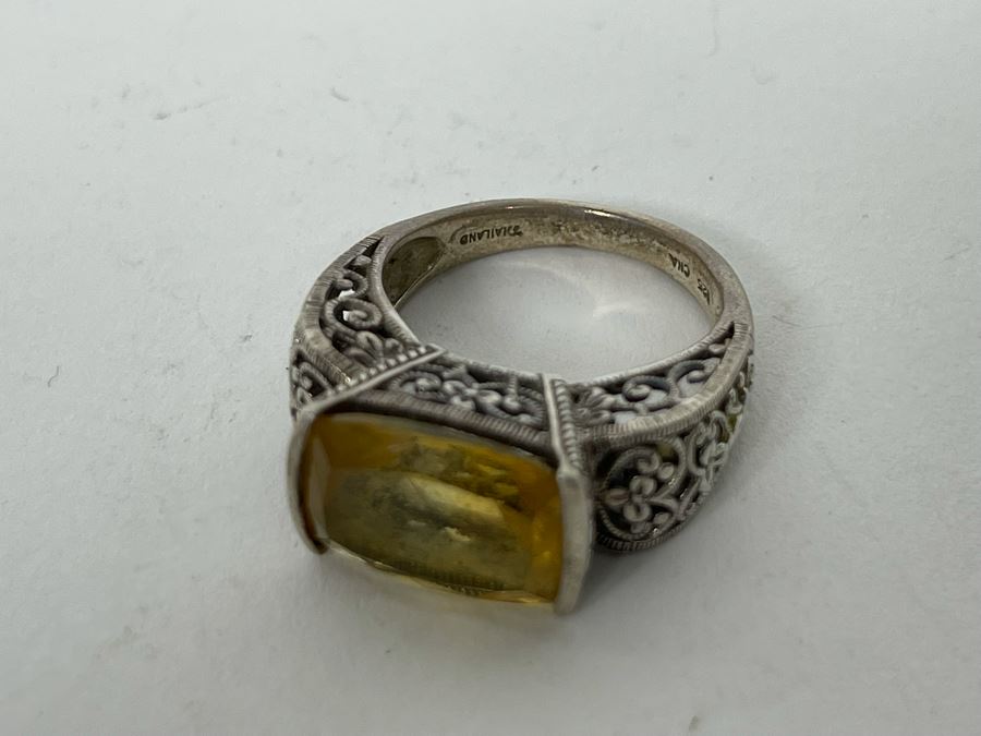 JUST ADDED - Sterling Silver Citrine Ring Size 8.25 6.8g [Photo 11]