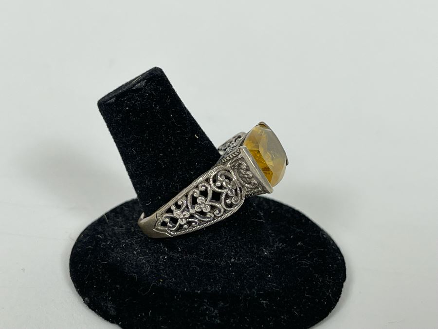 JUST ADDED - Sterling Silver Citrine Ring Size 8.25 6.8g [Photo 2]