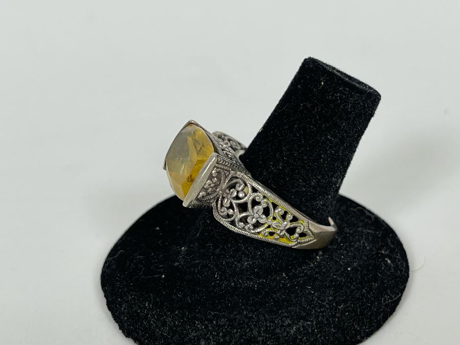 JUST ADDED - Sterling Silver Citrine Ring Size 8.25 6.8g [Photo 10]