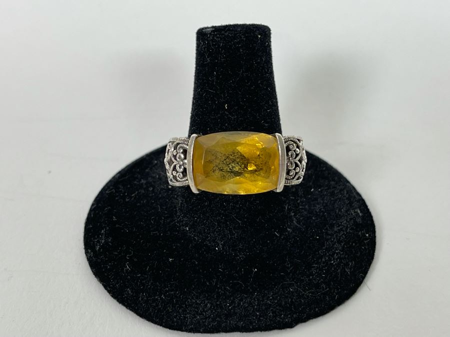 JUST ADDED - Sterling Silver Citrine Ring Size 8.25 6.8g [Photo 4]