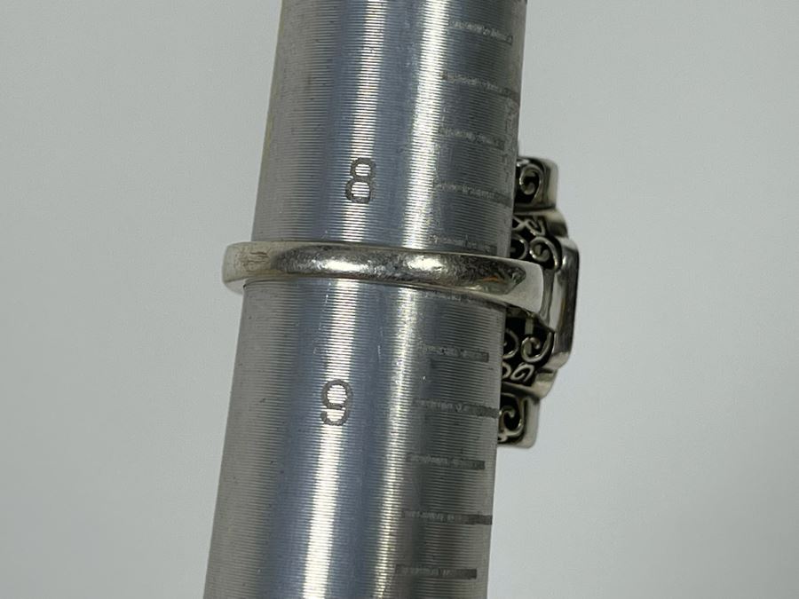 JUST ADDED - Sterling Silver + 10K Gold Jade CZ Ring Size 8.25 11.2g [Photo 14]