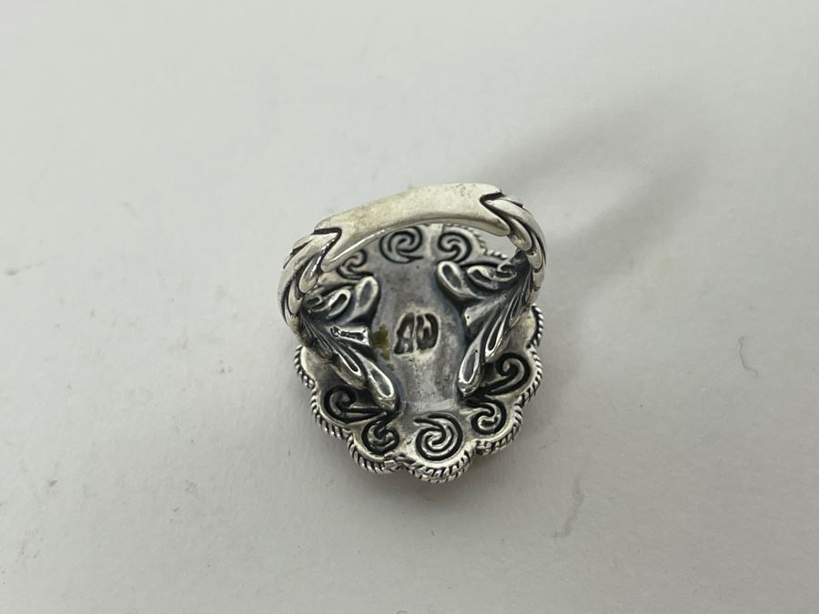 JUST ADDED - Vintage Native American Sterling Silver Coral Ring Signed AW Size 8 10.2g [Photo 8]