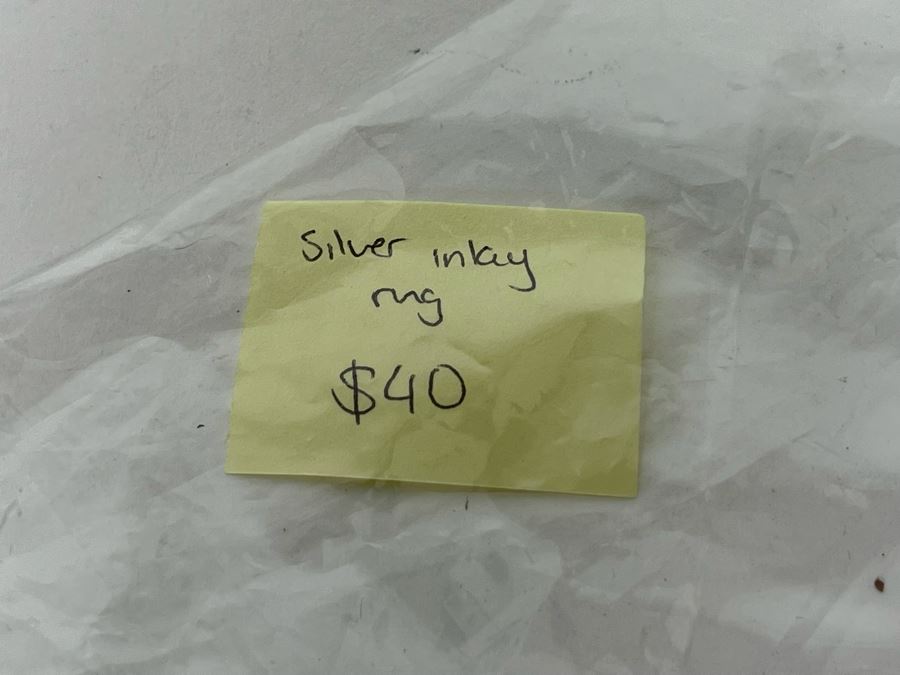 JUST ADDED - Vintage Sterling Silver Inlay Ring Size 8.75 10.1g [Photo 10]