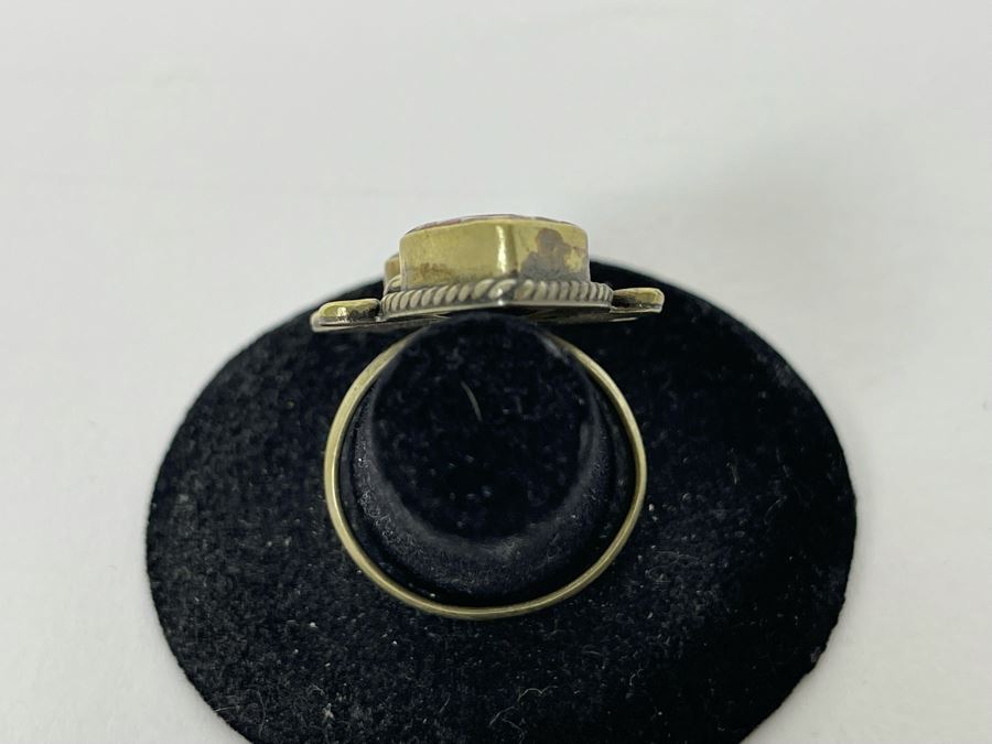 JUST ADDED - Vintage Sterling Silver Inlay Ring Size 8.75 10.1g [Photo 6]