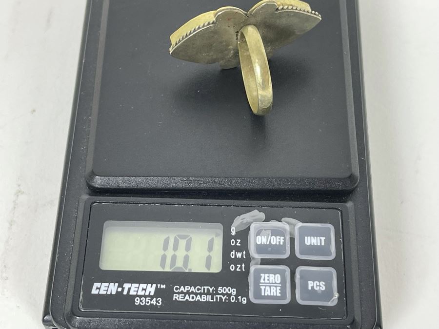 JUST ADDED - Vintage Sterling Silver Inlay Ring Size 8.75 10.1g [Photo 9]