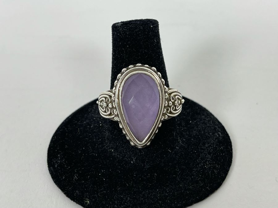 JUST ADDED - Sterling Silver Quartz Doublet Ring Size 8.25 12.4g [Photo 2]