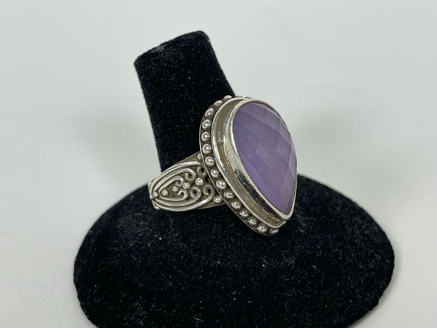 JUST ADDED - Sterling Silver Quartz Doublet Ring Size 8.25 12.4g [Photo 5]