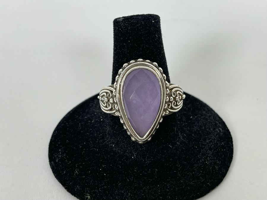 JUST ADDED - Sterling Silver Quartz Doublet Ring Size 8.25 12.4g [Photo 1]