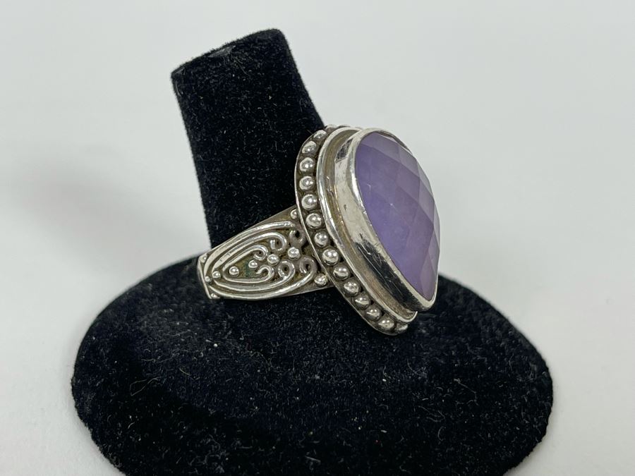 JUST ADDED - Sterling Silver Quartz Doublet Ring Size 8.25 12.4g [Photo 3]