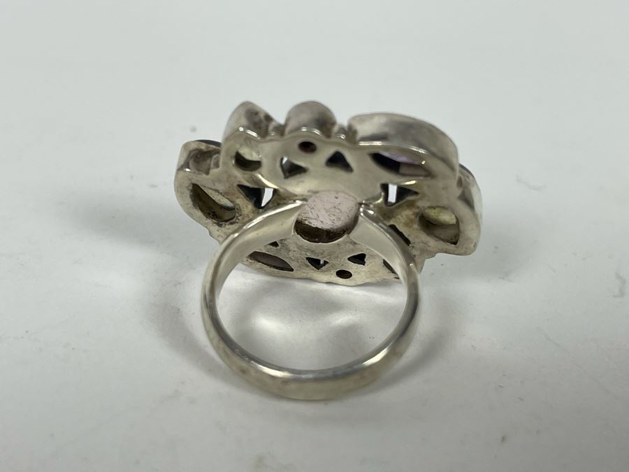 JUST ADDED - Sterling Silver Multi-Stone Ring Size 7 10.5g [Photo 7]