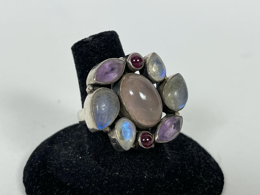 JUST ADDED - Sterling Silver Multi-Stone Ring Size 7 10.5g [Photo 4]