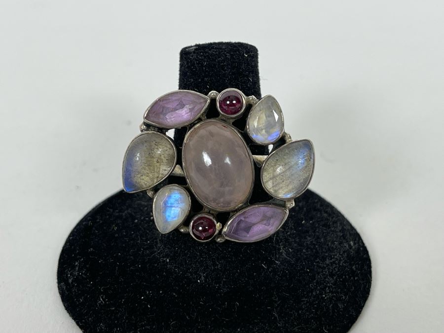 JUST ADDED - Sterling Silver Multi-Stone Ring Size 7 10.5g [Photo 2]