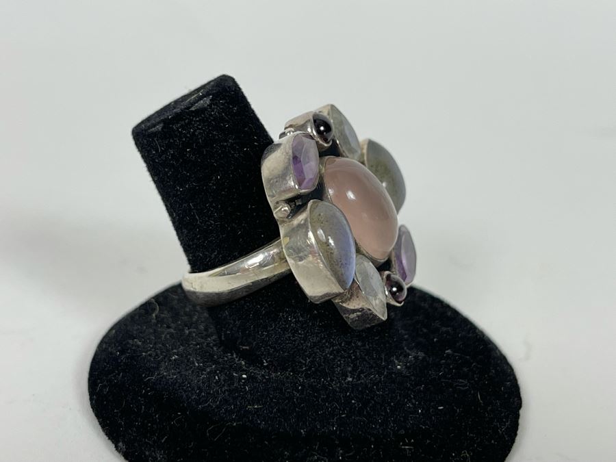 JUST ADDED - Sterling Silver Multi-Stone Ring Size 7 10.5g [Photo 5]