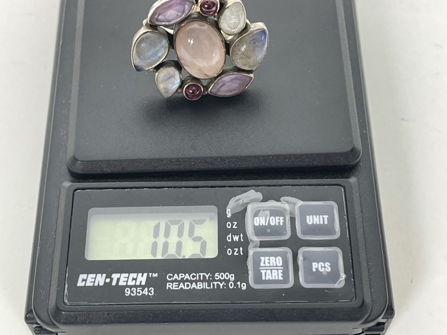 JUST ADDED - Sterling Silver Multi-Stone Ring Size 7 10.5g [Photo 9]