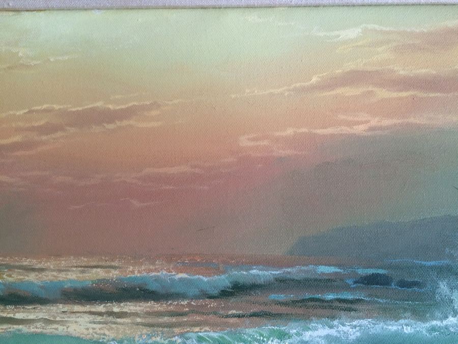 Original Oil Painting California Ocean Seascape by Anton Gutknecht (American/German, 1907–1988) [Photo 5]