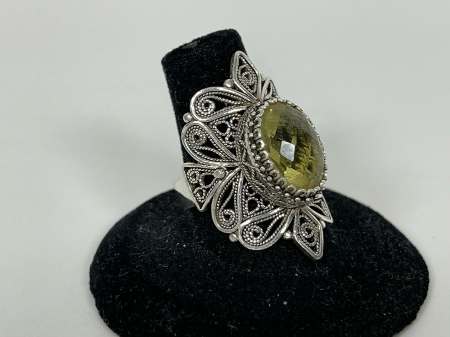 JUST ADDED - Sterling Silver Citrine Ring Size 8.5 8.6g [Photo 6]