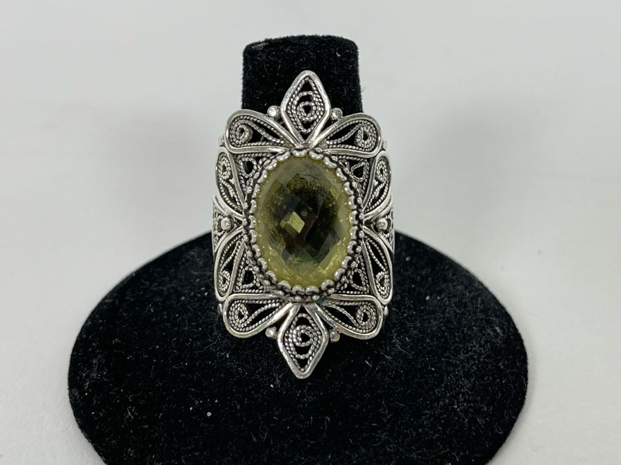 JUST ADDED - Sterling Silver Citrine Ring Size 8.5 8.6g [Photo 5]