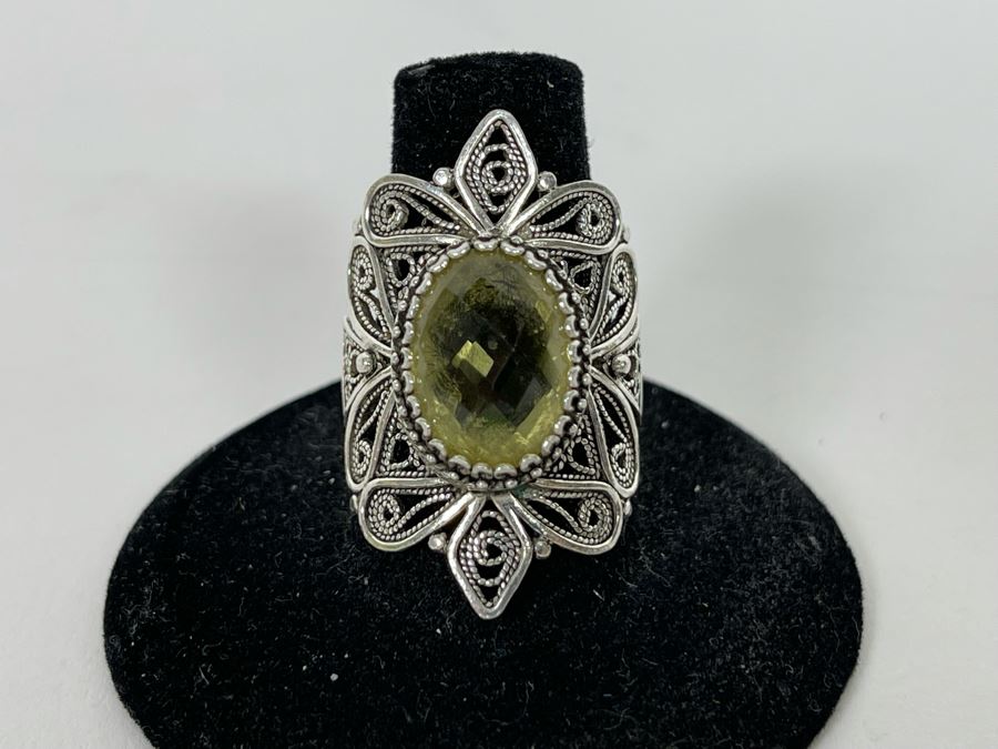 JUST ADDED - Sterling Silver Citrine Ring Size 8.5 8.6g [Photo 4]