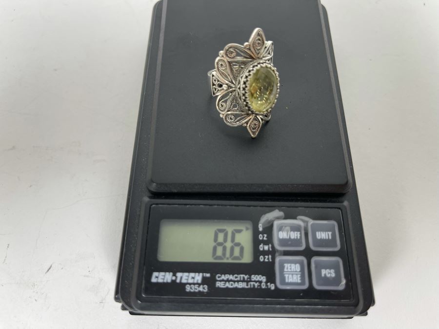 JUST ADDED - Sterling Silver Citrine Ring Size 8.5 8.6g [Photo 13]