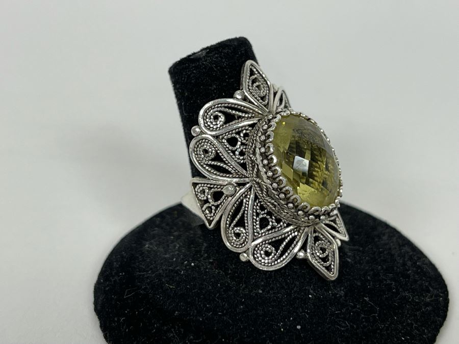 JUST ADDED - Sterling Silver Citrine Ring Size 8.5 8.6g [Photo 1]