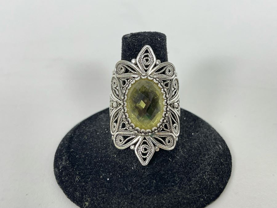 JUST ADDED - Sterling Silver Citrine Ring Size 8.5 8.6g [Photo 2]