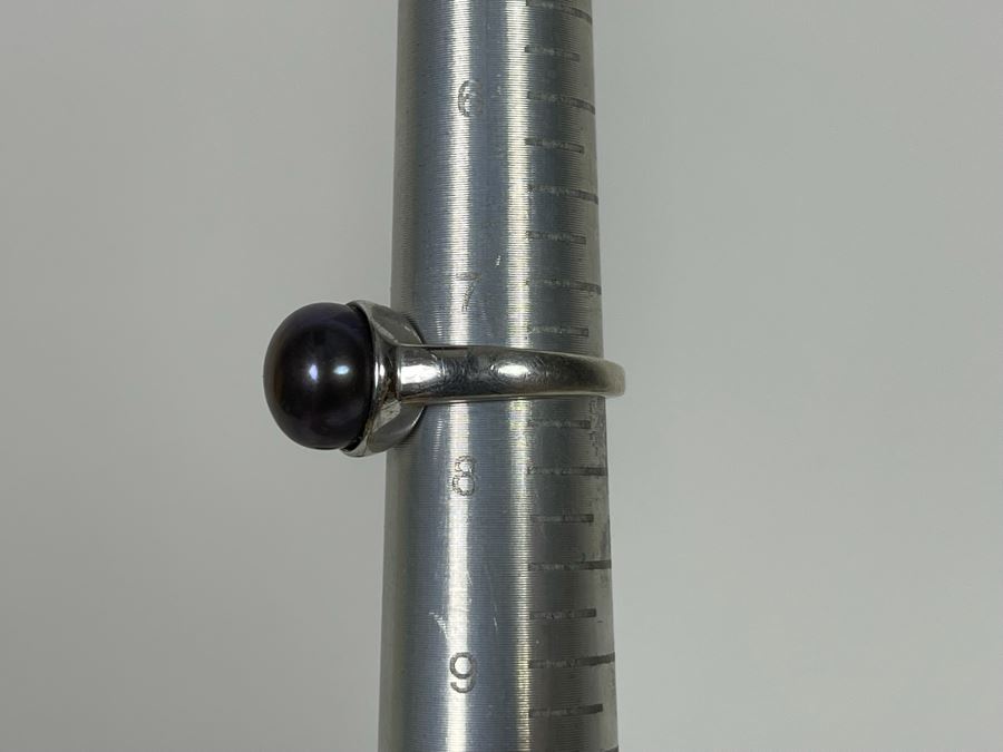 JUST ADDED - Sterling Silver Pearl Ring Size 7.5 5.8g [Photo 7]