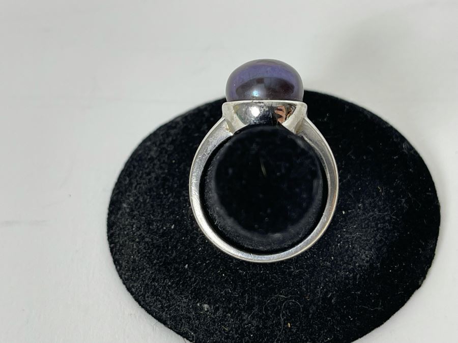 JUST ADDED - Sterling Silver Pearl Ring Size 7.5 5.8g [Photo 5]