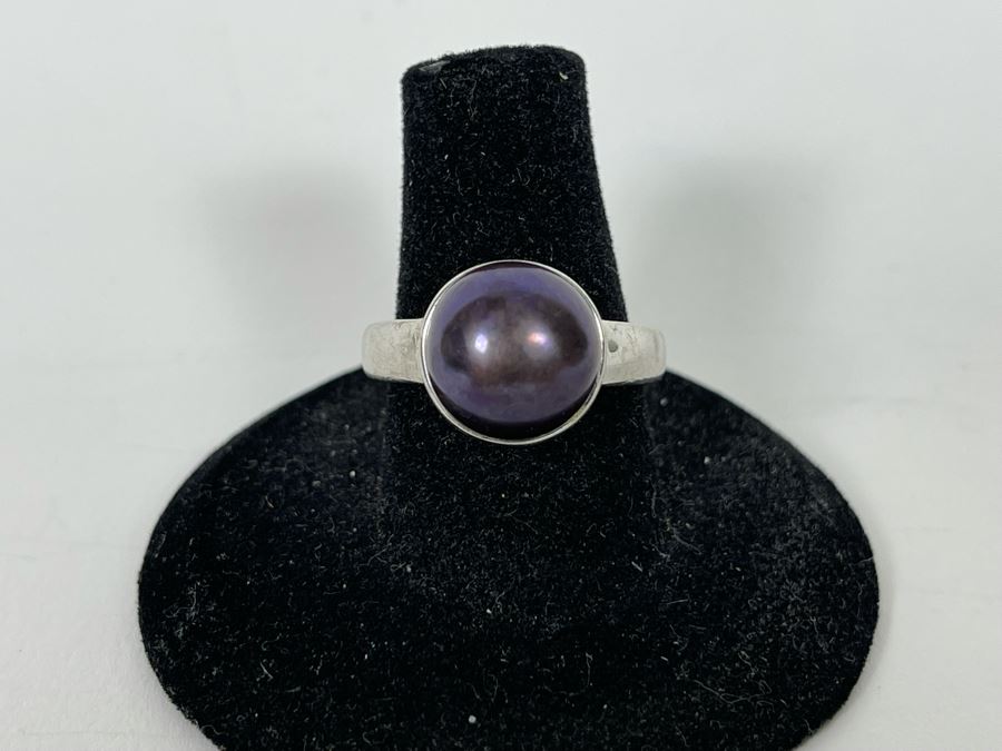 JUST ADDED - Sterling Silver Pearl Ring Size 7.5 5.8g [Photo 2]